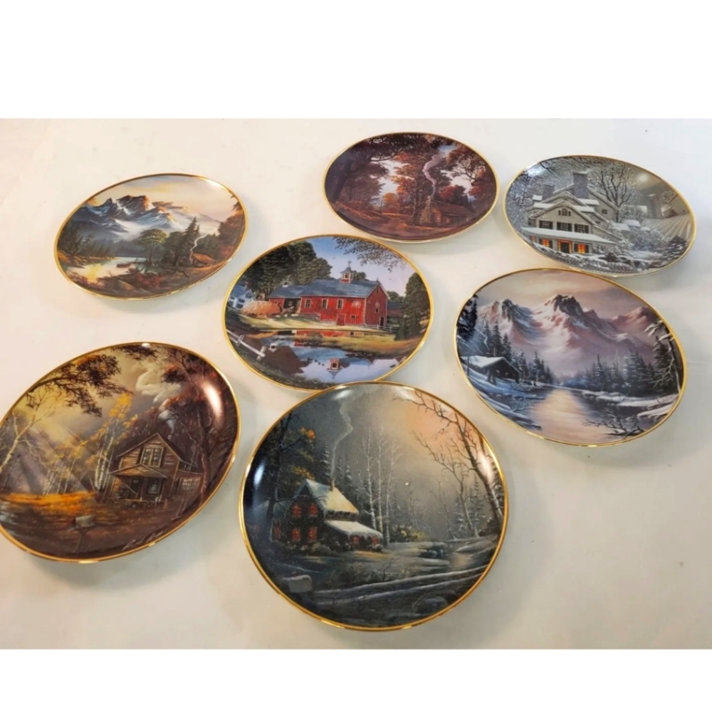 Vintage Franklin mint heirloom fine porcelain limited edition plate set gold